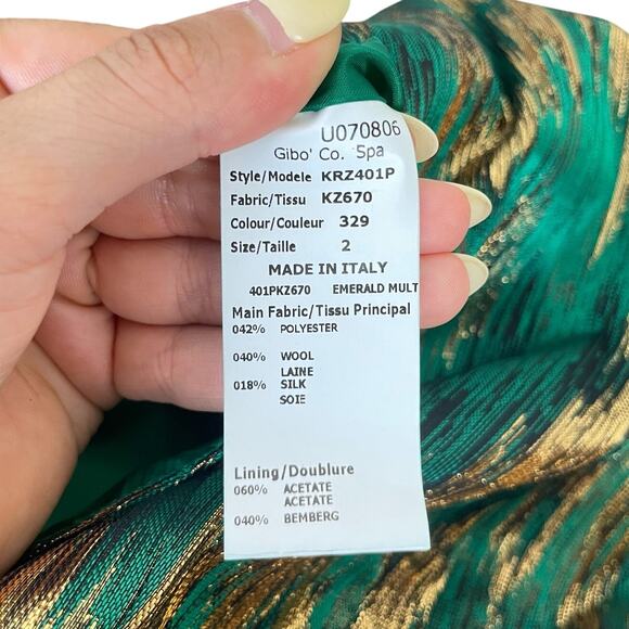 Michael Kors Emerald Green & Metallic Gold Sleeveless Fit & Flare Cocktail Dress - Picture 10 of 11